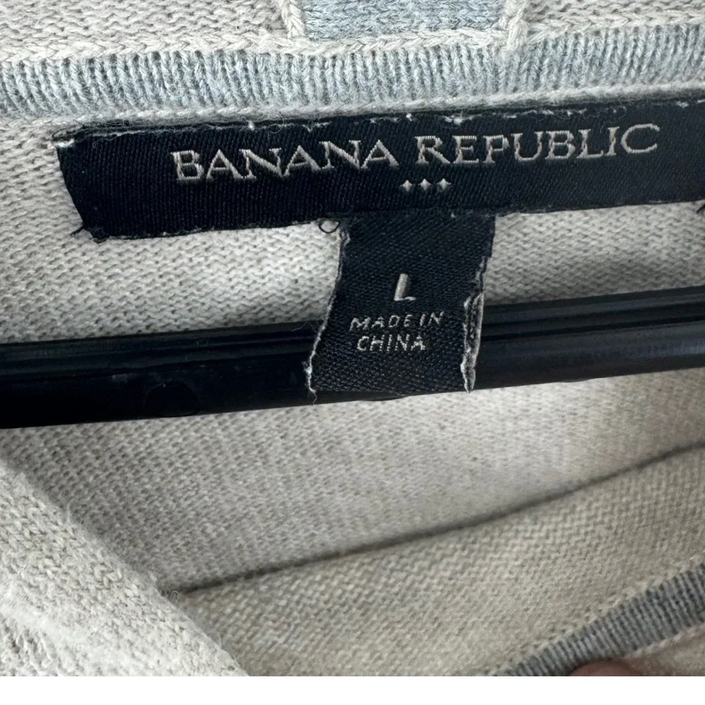 Banana Republic Mens Light Beige‎ 100% Cotton Raglan Knit Pullover Hoodie Large